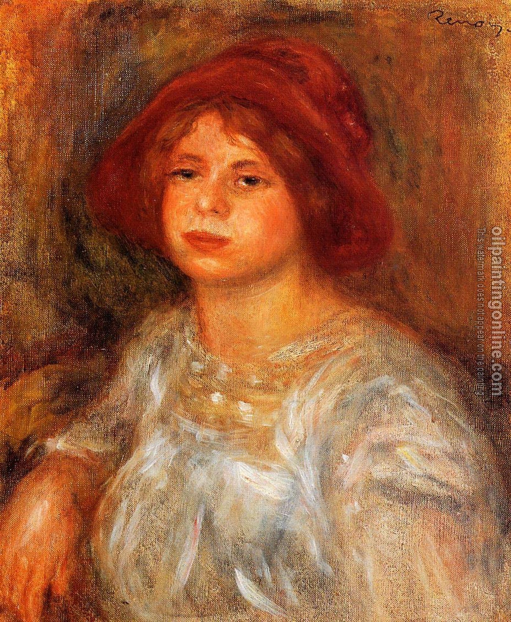 Renoir, Pierre Auguste - Young Girl Wearing a Red Hat